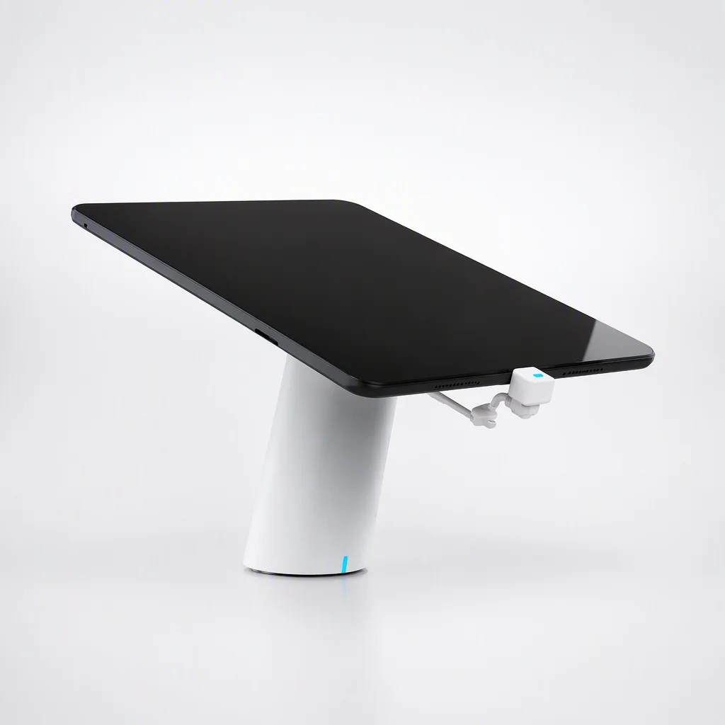 DE50MSA anti-theft display stand with steel retractable cable for phones and tablets