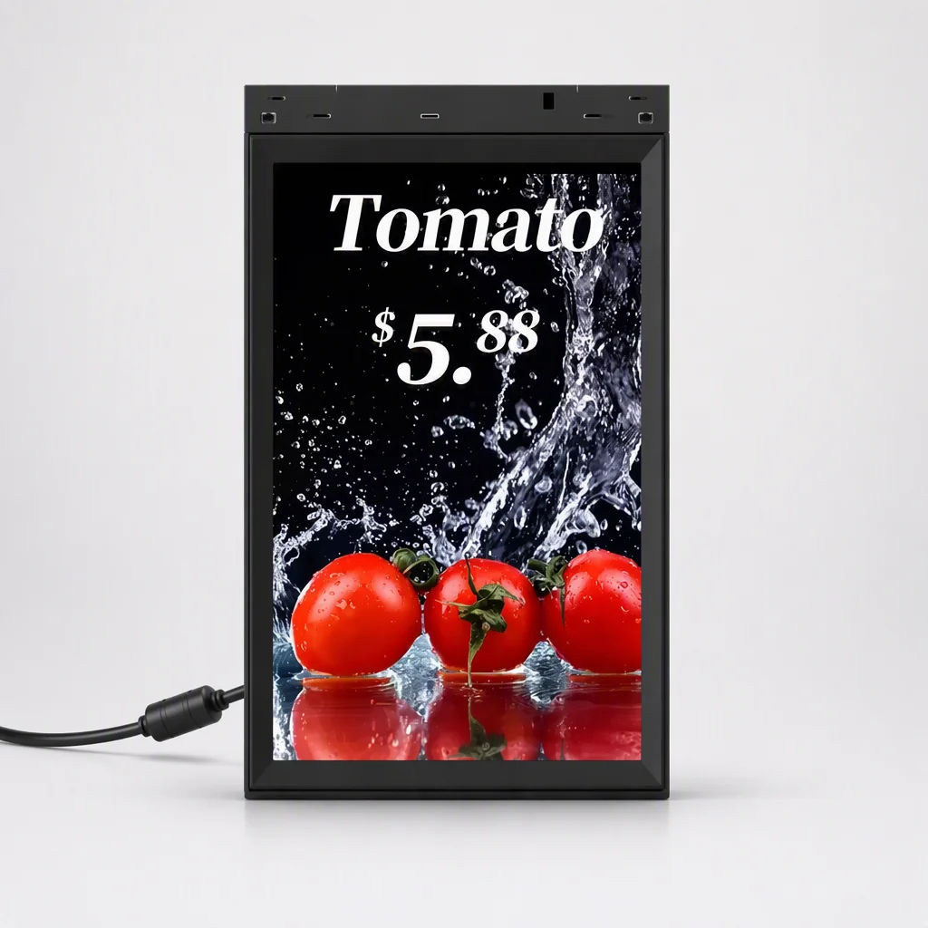 10.1 inch DFS-A10S digital shelf label mounted on a brand store counter